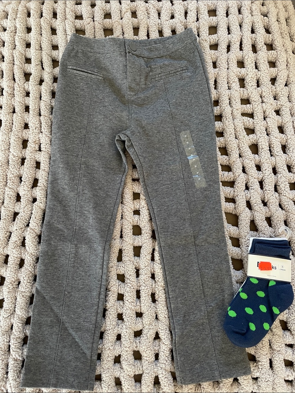 BabyGAP Girls Gray Knit Leggings with Faux Pocket Detail